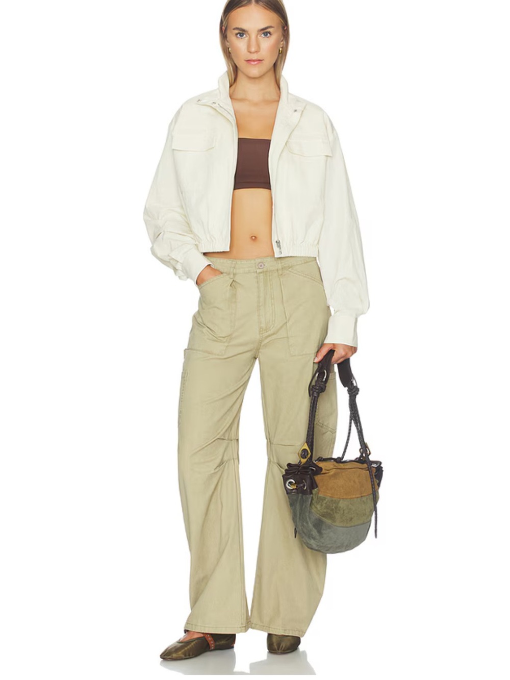 NWT Revolve Lioness Miami Vice Barrel Leg Pant in Beige - Picture 2 of 12